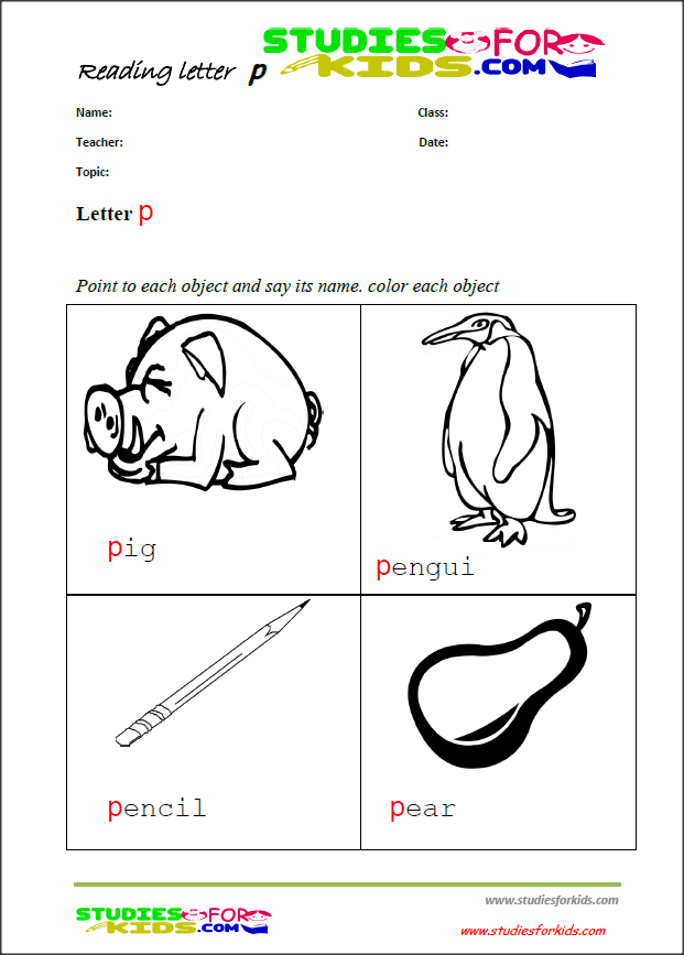 letter p colouring reading worksheets