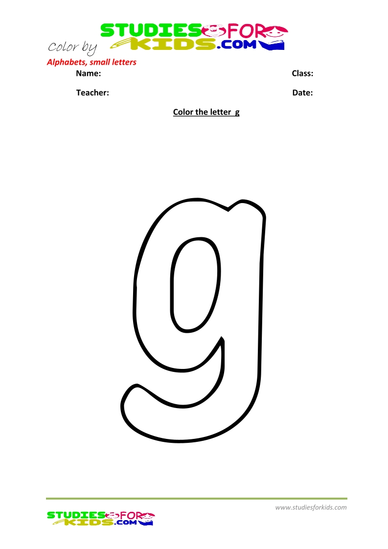 small letter coloring pages printable- letter g