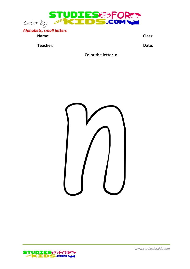 small alphabet letter coloring pages printable- letter n