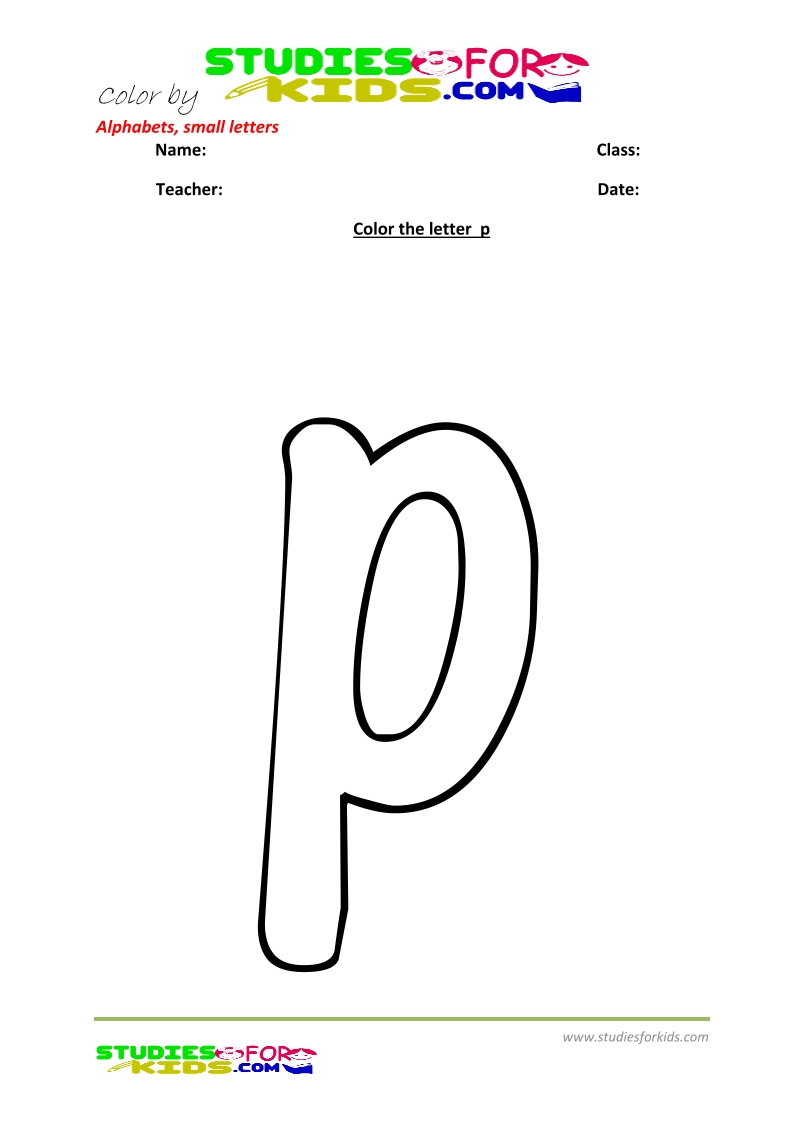 small alphabet letter coloring pages printable- letter p