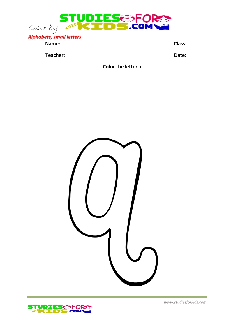 small alphabet letter coloring pages printable- letter q