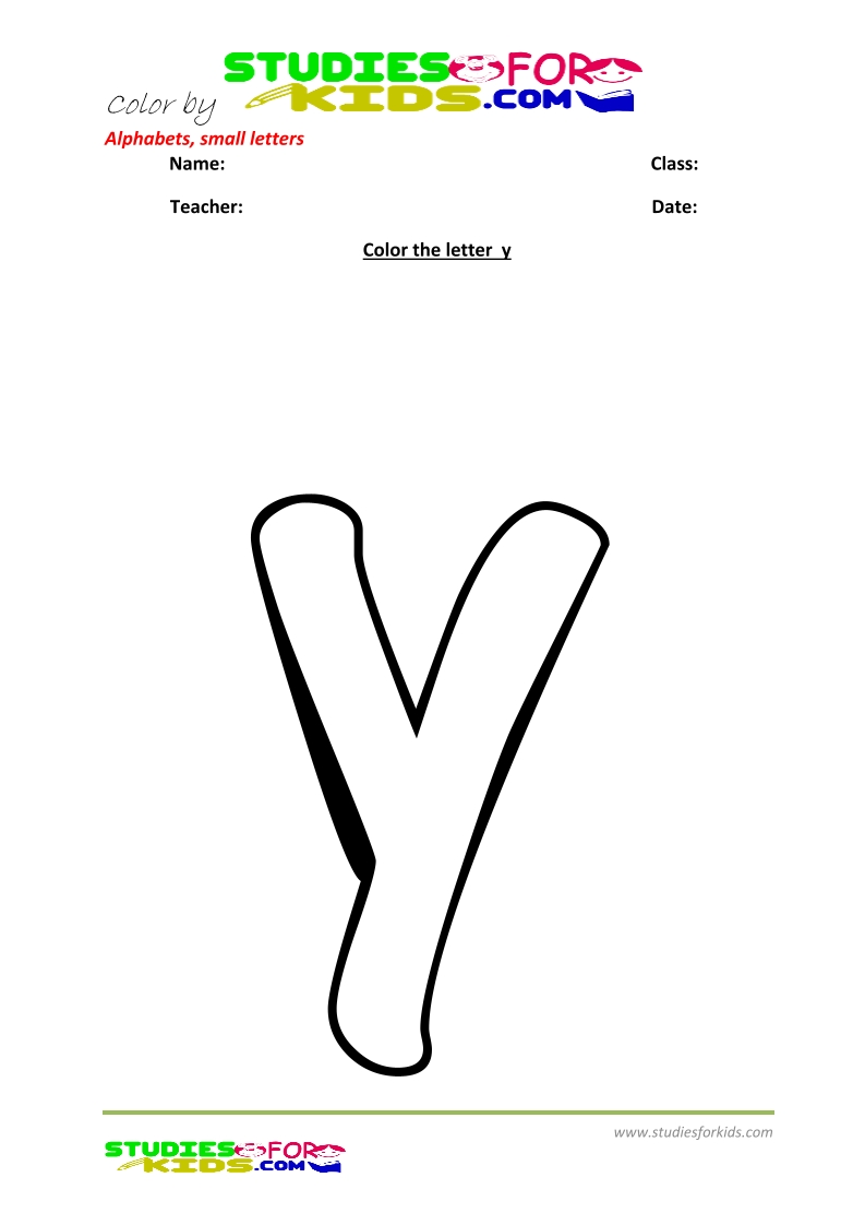 free small letter coloring pages printable- letter y