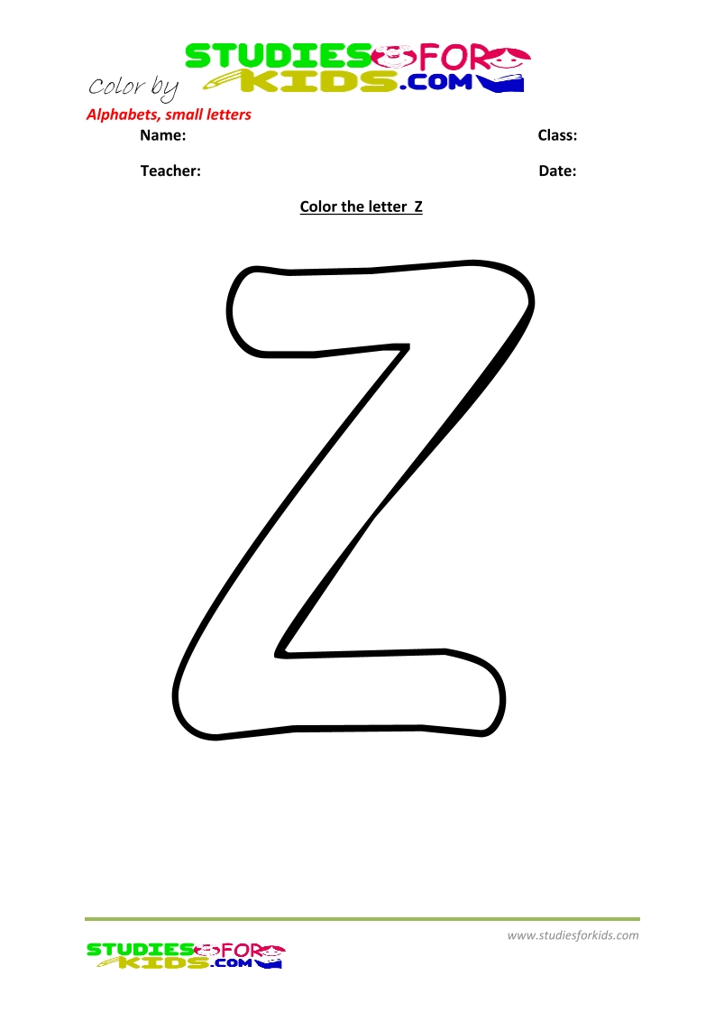 small letter coloring pages printable- letter z pdf
