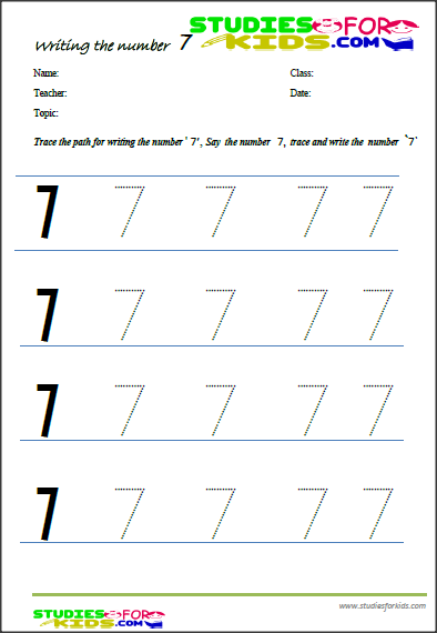 Number 7 writing practice