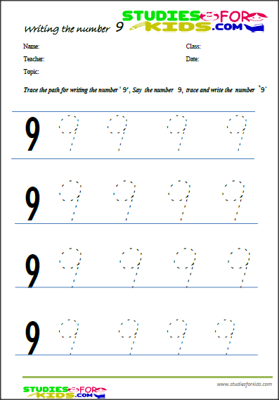 number 9 worksheets for preschool pdf