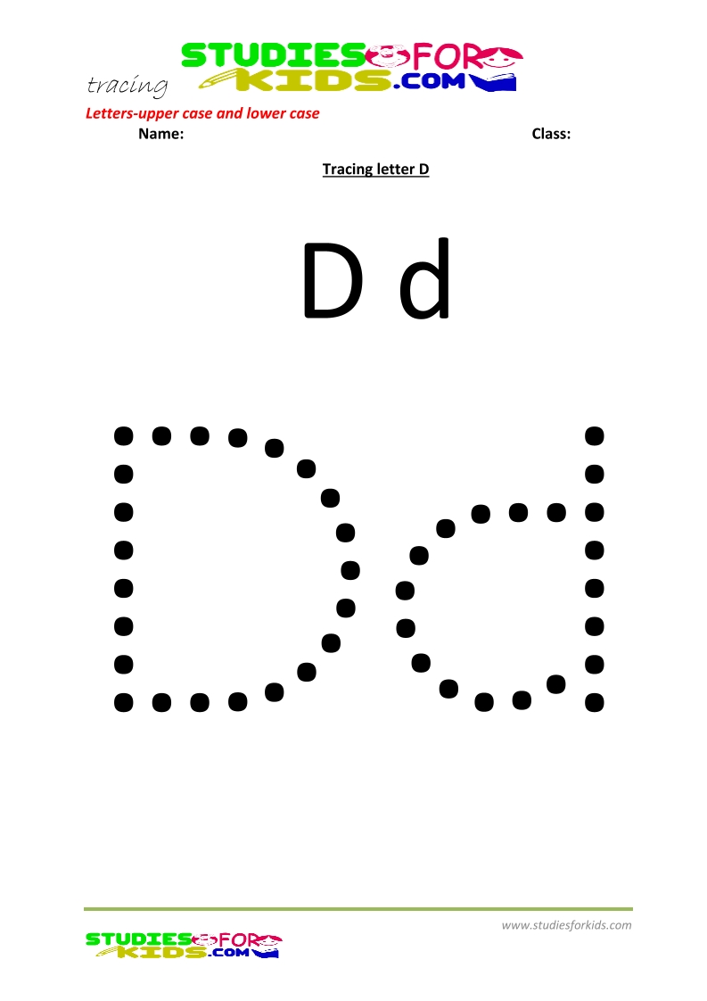 worksheets for tracing letters Letter upper and lower case  D .pdf