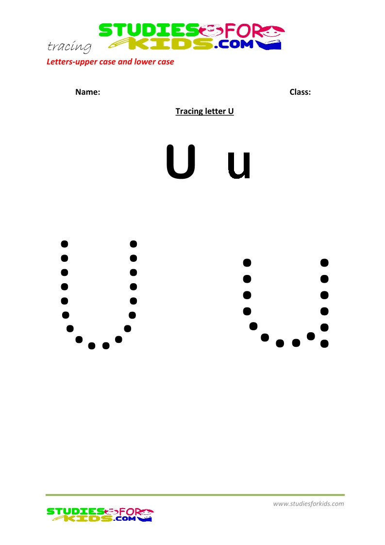 worksheets for tracing letters Capital and small letter  U .pdf