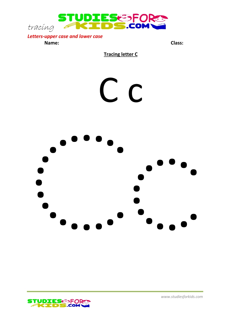 worksheets for tracing letters Letter upper and lower case  C .pdf